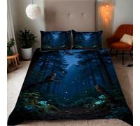 Zbeiba Double Duvet Cover Night forest peacock beneath the stars Pattern Soft Brushed Microfiber Duvet Bedding 3 Piece with 2 pillowcase（200x200+2 * 50x75,#3）