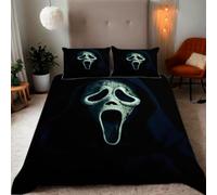 Zbeiba Double Duvet Cover Terrifying white ghost face mask Pattern Soft Brushed Microfiber Duvet Bedding 3 Piece with 2 pillowcase（200x200+2 * 50x75,#6）