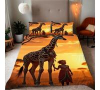 Zbeiba Double Duvet Cover Tropical savannah giraffe Pattern Soft Brushed Microfiber Duvet Bedding 3 Piece with 2 pillowcase(200x200+2 * 50x75,#9)