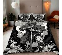 Zbeiba Fantastic dark horror monster Pattern Duvet Cover and pillowcase,Microfiber Quilt Cove SuperKing Bedding Set 3 Piece(220x260+2 * 50x75,#2)