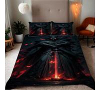 Zbeiba Flaming Armour with Swords Pattern Duvet Cover and pillowcase,Microfiber Quilt Cove SuperKing Bedding Set 3 Piece(220x260+2 * 50x75,#6)