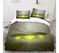 Zbeiba Flying saucers Bedding Set Single Duvet Cover Sets with 2 Pillowcases,#7,For Kids Boys girs Teen Men
