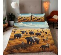 Zbeiba King Duvet Cover African savannah elephant Pattern Soft Brushed Microfiber Duvet Bedding 3 Piece with 2 pillowcase(220x230+2 * 50x75,#3)