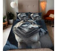 Zbeiba King Duvet Cover Fierce animal wolf Pattern Soft Brushed Microfiber Duvet Bedding 3 Piece with 2 pillowcase（220x230+2 * 50x75,#7）