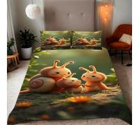 Zbeiba King Duvet Cover Forest Snail Pattern Soft Brushed Microfiber Duvet Bedding 3 Piece with 2 pillowcase（220x230+2 * 50x75,#7）