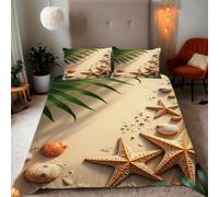 Zbeiba King Duvet Cover Starfish and shells on the shore Pattern Soft Brushed Microfiber Duvet Bedding 3 Piece with 2 pillowcase（220x230+2 * 50x75,#6）