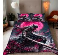 Zbeiba Pink armoured samurai holding a weapon Pattern Duvet Cover and pillowcase,Microfiber Quilt Cove SuperKing Bedding Set 3 Piece(220x260+2 * 50x75,#4)