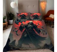 Zbeiba Skeletons with Battle Axes Pattern Duvet Cover and pillowcase,Microfiber Quilt Cove Double Bedding Set 3 Piece(200x200+2 * 50x75,#7)