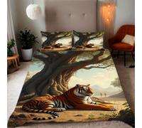 Zbeiba Super King Duvet Cover African savannah fierce tiger Pattern Soft Brushed Microfiber Duvet Bedding 3 Piece with 2 pillowcase（220x260+2 * 50x75,#4）