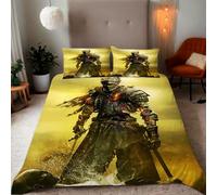 Zbeiba Super King Duvet Cover Armoured Warrior Pattern Soft Brushed Microfiber Duvet Bedding 3 Piece with 2 pillowcase（220x260+2 * 50x75,#1）