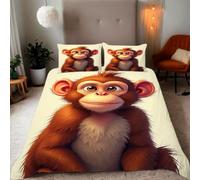 Zbeiba Super King Duvet Cover Cartoon Monkey Pattern Soft Brushed Microfiber Duvet Bedding 3 Piece with 2 pillowcase(220x260+2 * 50x75,#4)