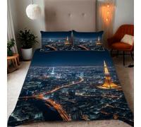 Zbeiba Super King Duvet Cover Eiffel Tower in Paris Pattern Soft Brushed Microfiber Duvet Bedding 3 Piece with 2 pillowcase（220x260+2 * 50x75,#2）