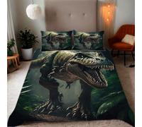 Zbeiba Super King Duvet Cover Fierce Dinosaurs in a Tropical Rainforest Pattern Soft Brushed Microfiber Duvet Bedding 3 Piece with 2 pillowcase（220x260+2 * 50x75,#7）