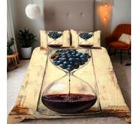 Zbeiba Super King Duvet Cover Grape juice wine Pattern Soft Brushed Microfiber Duvet Bedding 3 Piece with 2 pillowcase(220x260+2 * 50x75,#7)