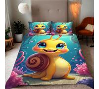 Zbeiba Super King Duvet Cover Happy snail in the ocean Pattern Soft Brushed Microfiber Duvet Bedding 3 Piece with 2 pillowcase（220x260+2 * 50x75,#1）
