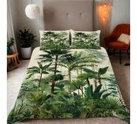 Zbeiba Tropical rainforest green plants, palm trees Pattern Duvet Cover and pillowcase,Microfiber Quilt Cove Double Bedding Set 3 Piece(200x200+2 * 50x75,#1)