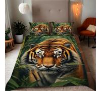 Zbeiba Wild ferocious tiger in the forest Pattern Duvet Cover and pillowcase,Microfiber Quilt Cove SuperKing Bedding Set 3 Piece(220x260+2 * 50x75,#8)