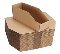 ZBEIVAN Corrugated Cardboard Storage Bins,12x4x4.5inch, 35 Packs, Brown
