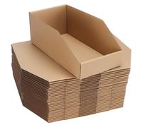 ZBEIVAN Corrugated Cardboard Storage Bins,12x6x4.5inch, 35 Packs, Brown