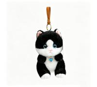 ZBELLO 15cm Cute Cat Plush Keychain - Sitting & Lying Colorful Kitten Plush Pendant with Ring, Cartoon Animal Stuffed Plushie Bag Charm Decoration for Girls & Cat Lovers (Tuxedo cat)