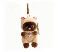 ZBELLO 15cm Cute Cat Plush Keychain - Sitting & Lying Colorful Kitten Plush Pendant with Ring, Cartoon Animal Stuffed Plushie Bag Charm Decoration for Girls & Cat Lovers (Siamese cat)