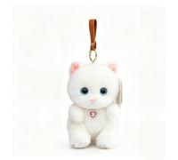 ZBELLO 15cm Cute Cat Plush Keychain - Sitting & Lying Colorful Kitten Plush Pendant with Ring, Cartoon Animal Stuffed Plushie Bag Charm Decoration for Girls & Cat Lovers (White cat)
