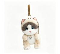 ZBELLO 15cm Cute Cat Plush Keychain - Sitting & Lying Colorful Kitten Plush Pendant with Ring, Cartoon Animal Stuffed Plushie Bag Charm Decoration for Girls & Cat Lovers (Ragdoll cat)