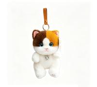 ZBELLO 15cm Cute Cat Plush Keychain - Sitting & Lying Colorful Kitten Plush Pendant with Ring, Cartoon Animal Stuffed Plushie Bag Charm Decoration for Girls & Cat Lovers (Striped cat)