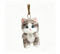 ZBELLO 15cm Cute Cat Plush Keychain - Sitting & Lying Colorful Kitten Plush Pendant with Ring, Cartoon Animal Stuffed Plushie Bag Charm Decoration for Girls & Cat Lovers (Gray cat)