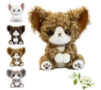 ZBELLO 17cm Curly Devon Rex Cat Plush Toy, Soft Stuffed Kitten with Big Ears and Cute Collar, Realistic Fluffy Animal Doll for Kids and Cat Lovers Gift (17cm,brown)