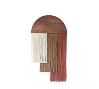 ZBELLO 1pcs Semicircular Wooden Tassel Tapestry Three-color Step-shaped Wall Decoration Hotel Wall Nordic Ethnic Style Hanging Bedrooms Home Decor (Red,1 pcs)