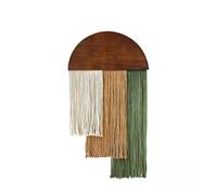 ZBELLO 1pcs Semicircular Wooden Tassel Tapestry Three-color Step-shaped Wall Decoration Hotel Wall Nordic Ethnic Style Hanging Bedrooms Home Decor (1 pcs,Green)