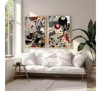 ZBELLO 2-pack of Stylish Patchwork Printed Canvas Paintings, Retro Music Poster Leopard Print Pattern, Suitable for Home Decoration, Frameless Decorative Painting (21x30cm)