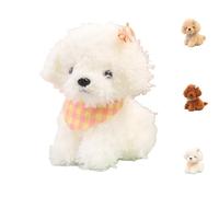 ZBELLO 23 cm cuddly dog, fluffy plush dog, realistic soft toy, soft and cuddly, machine washable, great gift idea for children and adults (White)