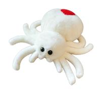ZBELLO 25cm Simulation Spider Plush Toy, Crawling Spider Stuffed Doll, Cute Reptile Animal Plushie, Soft Halloween Spider Toy, Fun Birthday Gift for Kids Boys Girls (White)