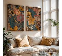 ZBELLO 2pcs/set Canvas Painting, Vintage Poster, Orange Sunflower Bouquet Canvas Artwork, Suitable for Living Room and Bedroom Decoration, Perfect As A for Friends (50x70cm,A)