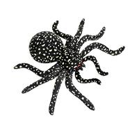 ZBELLO 3D Lifelike Spider Plush Doll, Realistic Creepy Tarantula Stuffed Animal, Soft Simulation Horror Spider Toy for Haunted House Decor, Halloween Party Props, Prank Gifts (Black speckled)
