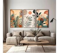 ZBELLO 3pcs Canvas Poster Modern Art Boho Floral Posters Century Mid Modern Wall Art Ideal Gift for Bedroom Living Room Corridor Decor - Frameless (50×70 cm)