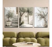 ZBELLO 3PCS Canvas Poster - Retro Art Olive Tree Mediterranean Landscape Wall Art Prints for Bathroom Living Room, Kitchen Corridor Wall Decor, Unframed (50×70 cm)
