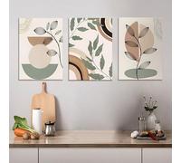 ZBELLO 3PCS Nordic Boho Posters Abstract Geometry Line Canvas Painting Leaves Sun Rainbow Boho Picture Wall Art Prints Bedroom Living Room Dorm Gallery Corridor Decor Picture (40×50 cm)