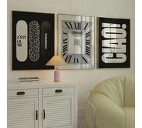 ZBELLO 3PCS/SET Canvas Painting, Black & White Leopard Print Unframed Canvas Wall Art, Retro Fashion Posters for Living Room & Entryway (21x30cm,B)