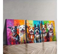ZBELLO 3pcs/set Canvas Posters, Colorful Dog Mosaic Paintings, Vibrant Colors, Suitable for Decorating Living Rooms, Studies, Offices, Cafes, Etc. Frame Not Included (50x70cm,A)