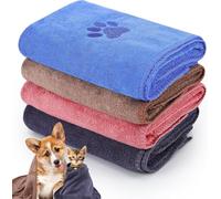 ZBELLO 4 Pack Quick Drying Dog Towel, Super Absorbent Microfiber Pet Towels 35 x 75 cm, Soft Bath Towels for Drying Dogs, Puppies, Cats - Ideal for Bath, Rain & Travel