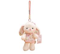 ZBELLO Bunny Soft Toy, 18cm Sitting Lop Eared Rabbit Keyring, Fluffy Plush Bunny Stuffed Animal Charm, for Girls and Women (Dress)
