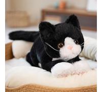 ZBELLO Cat Plush Toy,50 cm Realistic Cat Plush Toy,Cute Soft Stuffed Animal Pillow Plush Doll,Children Stuffed Animal Toys Gifts for Boys and Girls (Black and white)