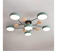 ZBELLO Ceiling Light, Modern Semi Flush Mount Ceiling Light,Nordic Wood Ceiling Light with Acrylic LED Shade,Acrylic, for Bedroom, Living Room, Kitchen（Requires Assembly） (Green-White Light,6 Heads)