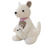ZBELLO Cuddly kangaroo toy - 25cm, soft toy featuring a mother and baby kangaroo, detachable, soft and fluffy plush toy for gifts and room decoration (White)