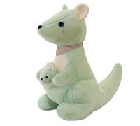 ZBELLO Cuddly kangaroo toy - 25cm, soft toy featuring a mother and baby kangaroo, detachable, soft and fluffy plush toy for gifts and room decoration (Green)