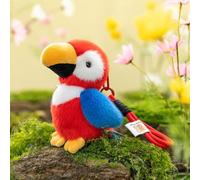 ZBELLO Cute Bird Plush Keyring, Mini Fluffy Parrot Budgie Stuffed Bag Charm Toy, Gift for Backpack Decoration. (red)