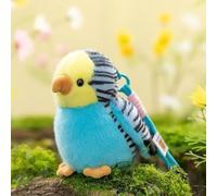 ZBELLO Cute Bird Plush Keyring, Mini Fluffy Parrot Budgie Stuffed Bag Charm Toy, Gift for Backpack Decoration. (blue)